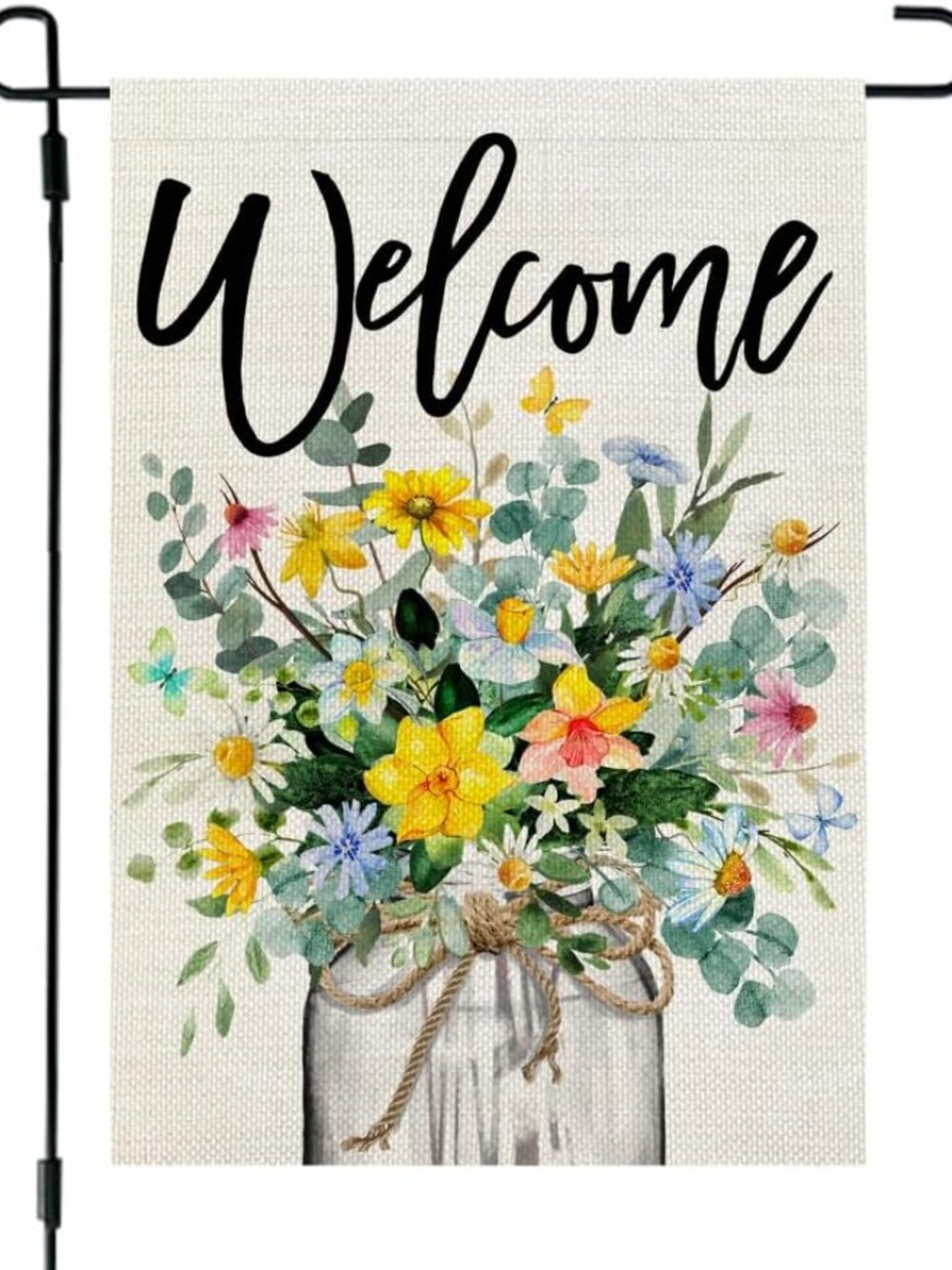 Spring Floral Garden Flag Mason Jar 12x18 Inch Double Sided Small Burlap Seasona